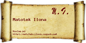 Matotek Ilona névjegykártya